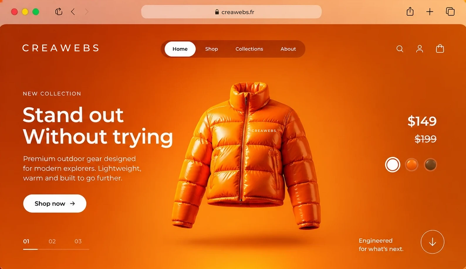 Exemple de site e-commerce conçu par CreaWebs